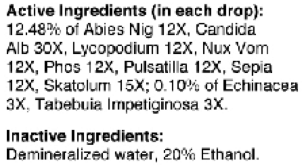 Lymphastat F Supplement Facts Label