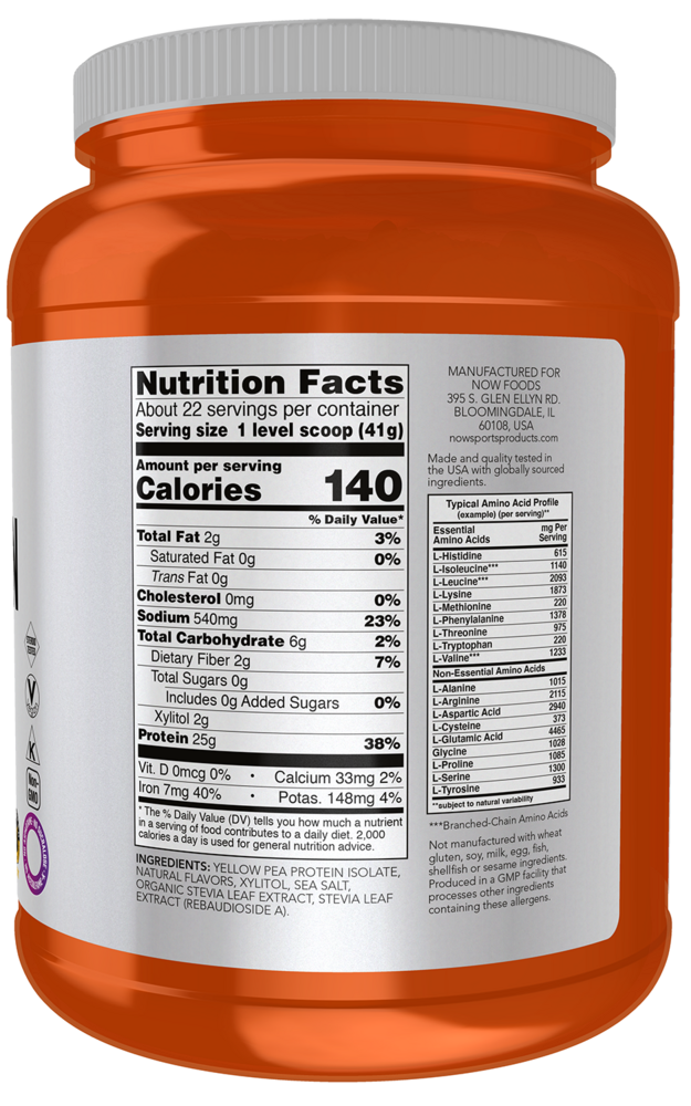 Pea Protein Vanilla Toffee Supplement Facts Label