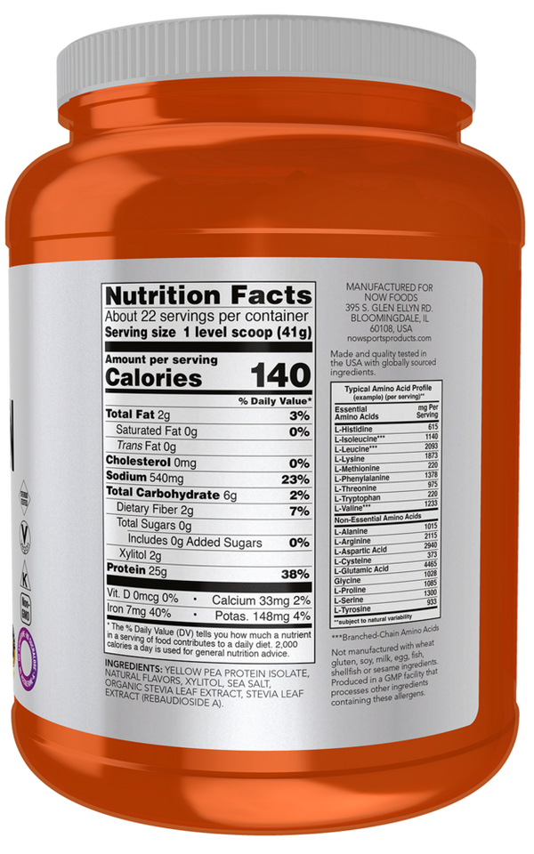 Pea Protein Vanilla Toffee Supplement Facts Label