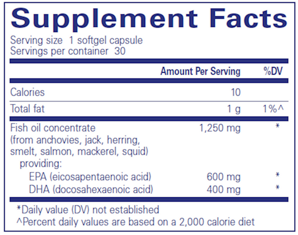 O.N.E. Omega 30 Count Supplement Facts Label