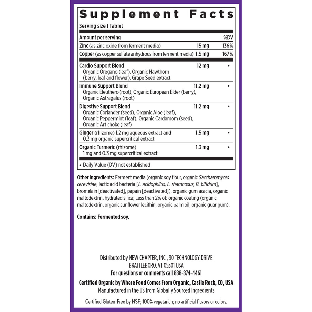 Fermented Zinc Complex Supplement Facts Label