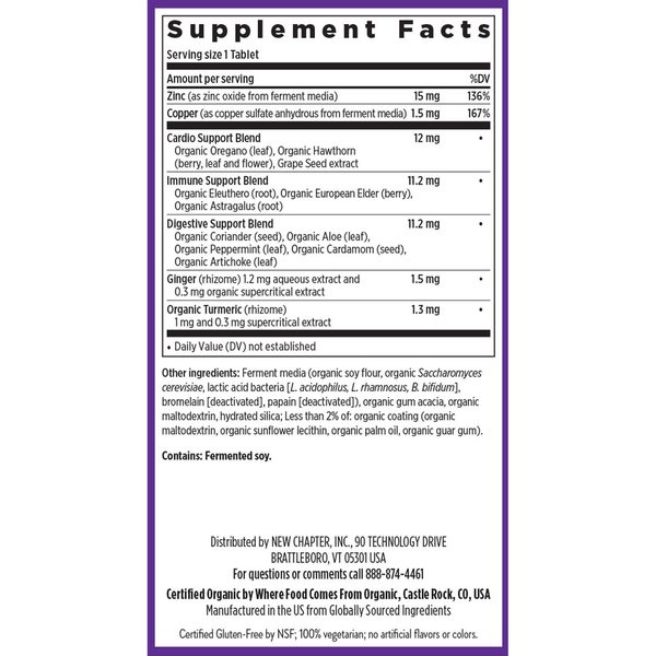 Fermented Zinc Complex Supplement Facts Label