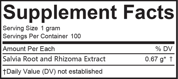 Dan Shen (Chinese Salvia) Supplement Facts Label