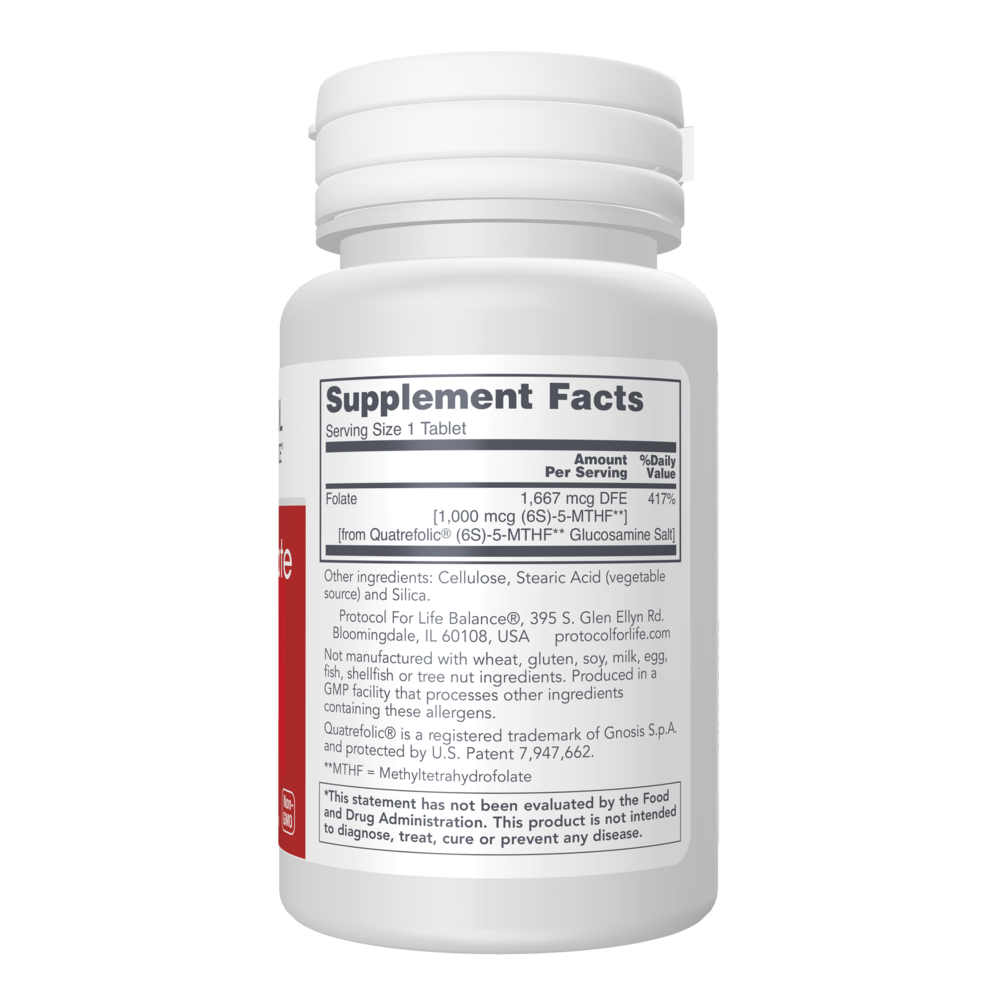 5-Methyl Folate 1000 mcg Supplement Facts Label