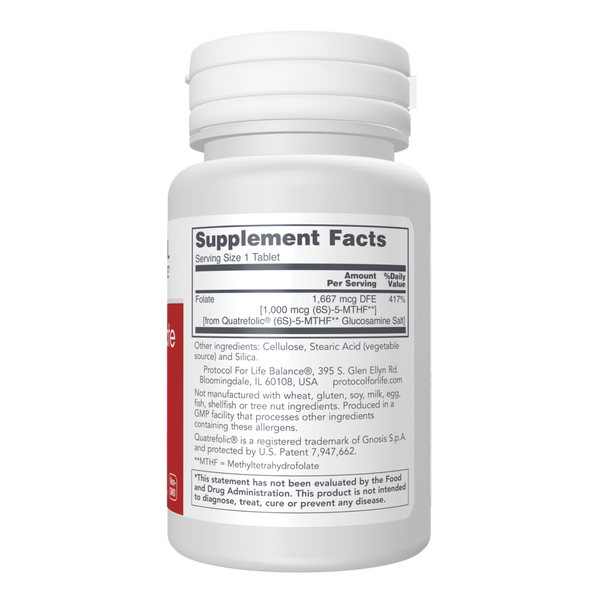 5-Methyl Folate 1000 mcg Supplement Facts Label