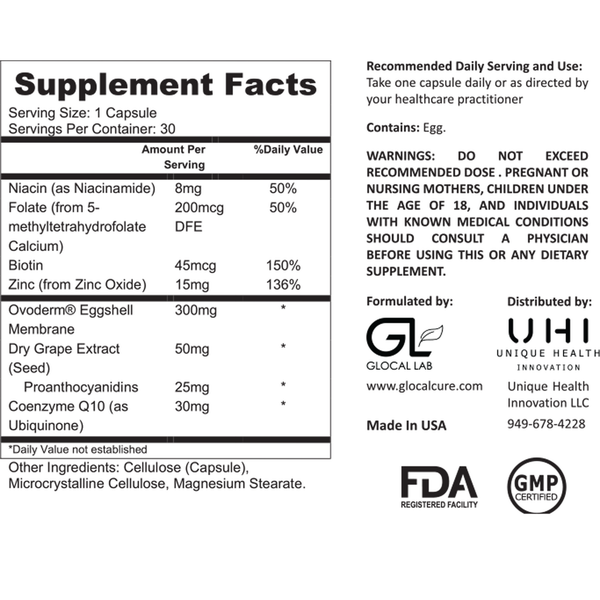 REJUVi Supplement Facts Label
