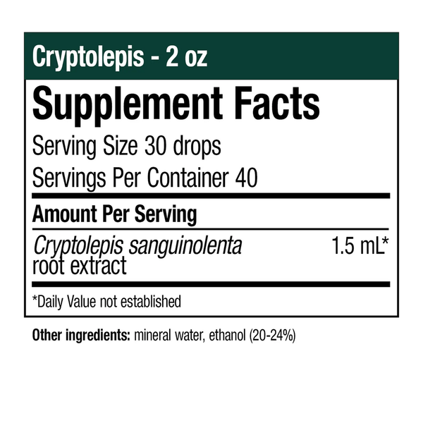 Cryptolepis Supplement Facts Label