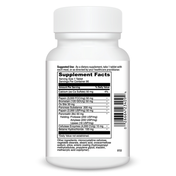 Digestive Enzymes (Formerly All Zyme) Supplement Facts Label