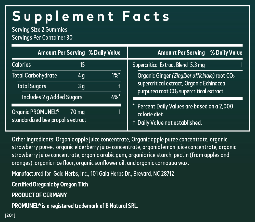 Immune Rapid Defense Gummies Supplement Facts Label