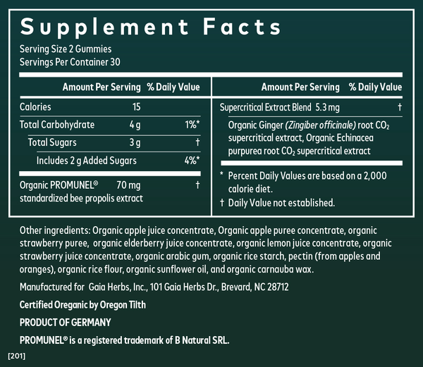 Immune Rapid Defense Gummies Supplement Facts Label