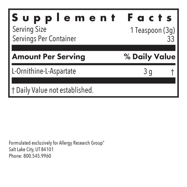 L-Ornithine-L-Aspartate Supplement Facts Label