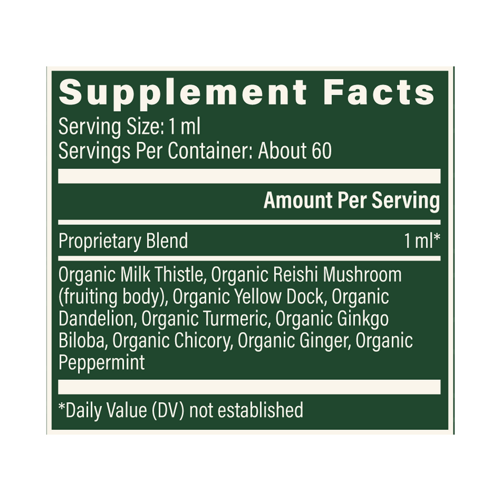 Liver Health Supplement Facts Label