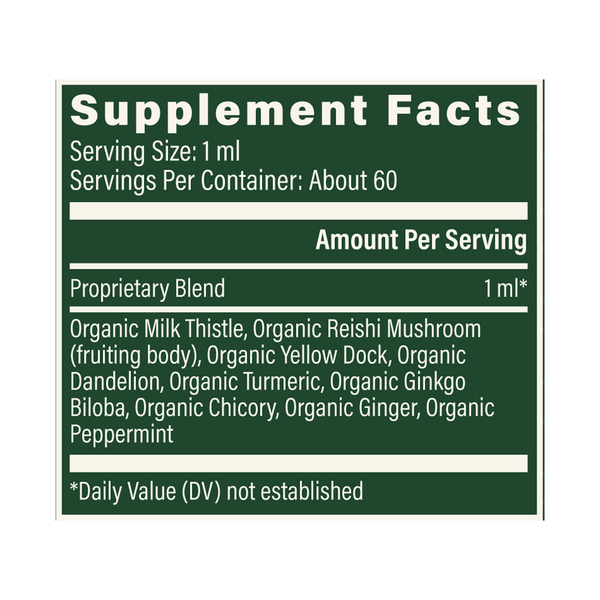 Liver Health Supplement Facts Label
