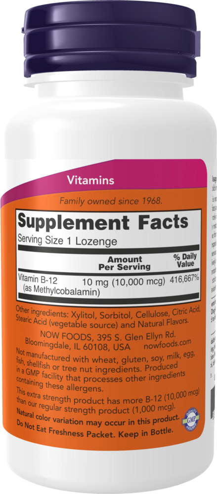 Methyl B-12 10000 mcg Supplement Facts Label