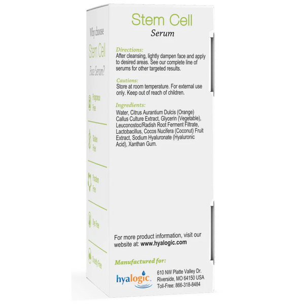 Stem Cell Face Serum Supplement Facts Label