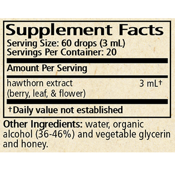 Crataegus/hawthorne Supplement Facts Label