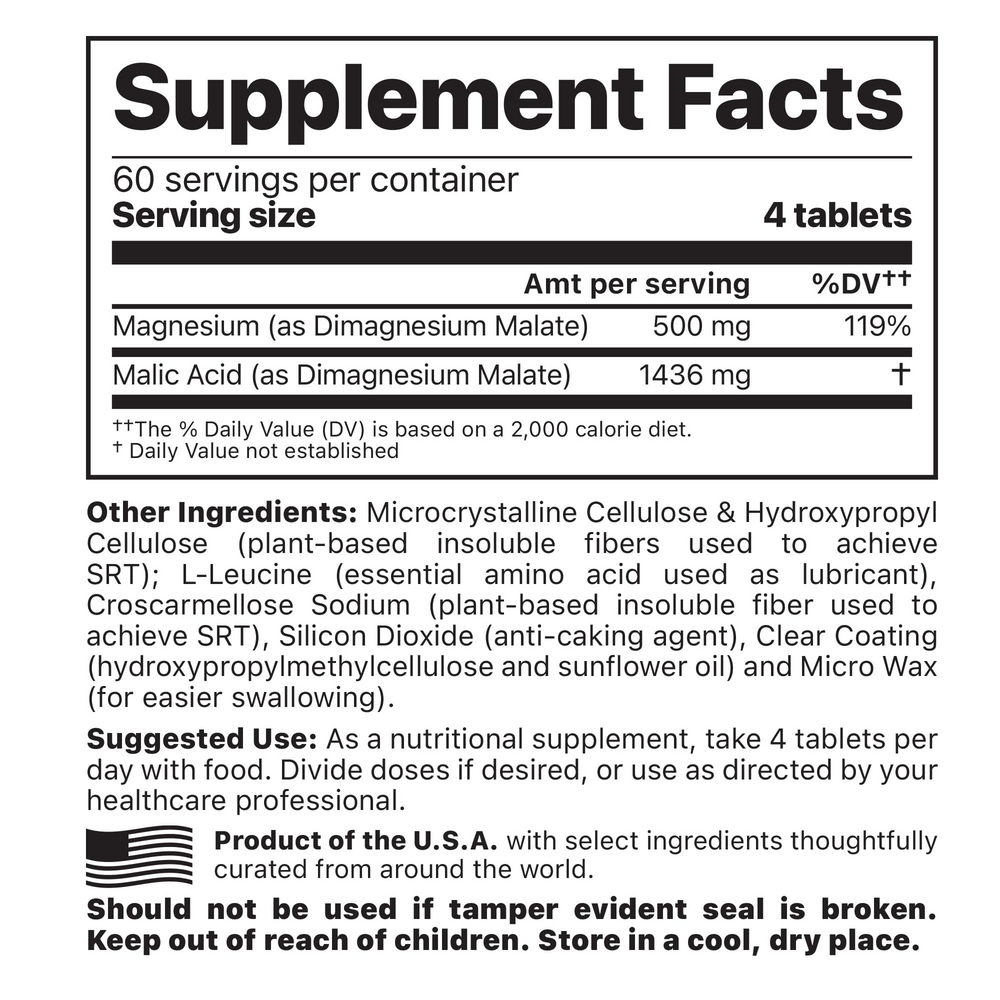 Magnesium w/SRT (B-Free) Supplement Facts Label