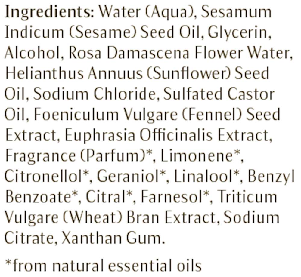 Eye Make-up Remover Supplement Facts Label