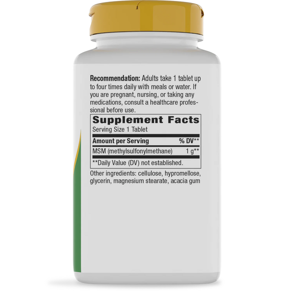 MSM 1000 mg Supplement Facts Label