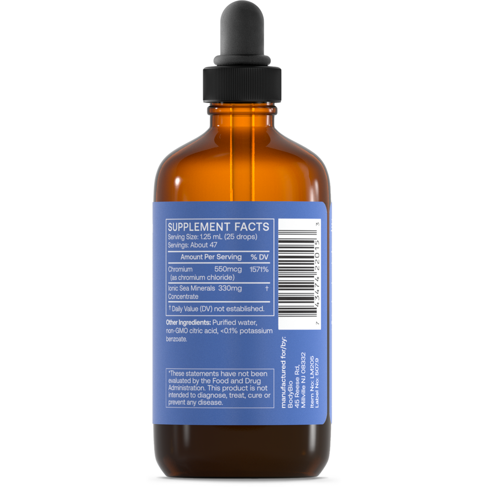 Chromium Liquid Mineral Supplement Facts Label