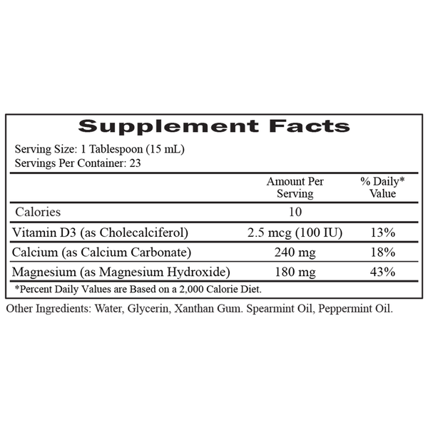 BACKORDER ONLY - Calcium Magnesium Supplement Facts Label