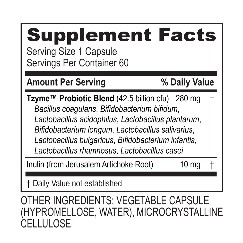 Probiotic 42.5 Supplement Facts Label