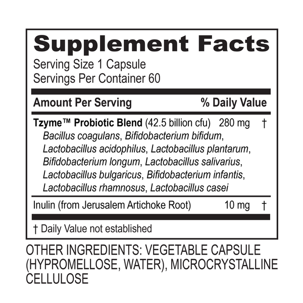 Probiotic 42.5 Supplement Facts Label