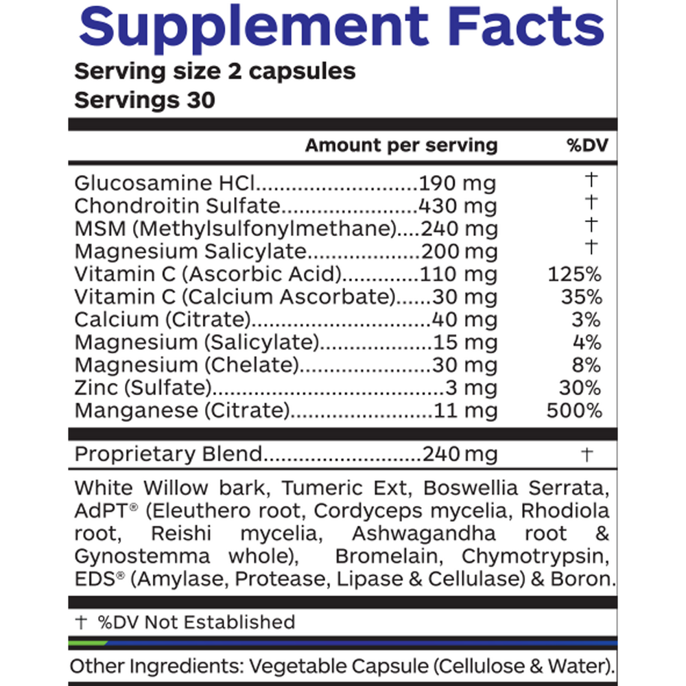 Arthro Joint Complex Supplement Facts Label