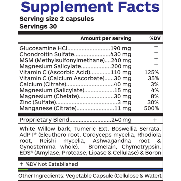 Arthro Joint Complex Supplement Facts Label