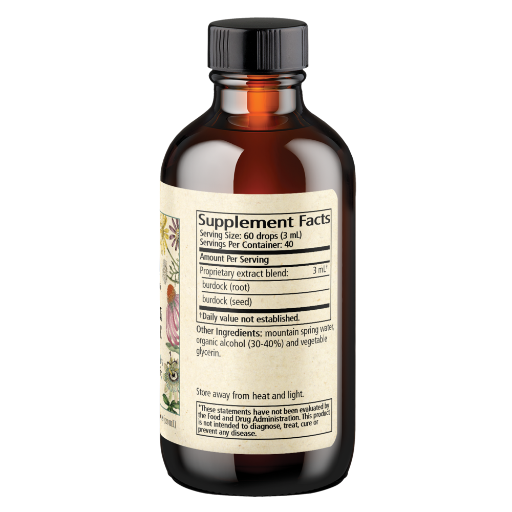 Burdock Balance Supplement Facts Label