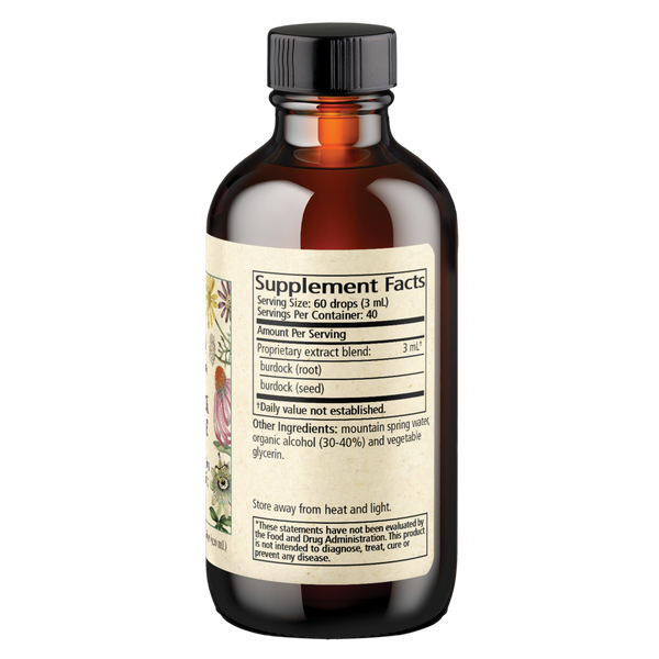Burdock Balance Supplement Facts Label