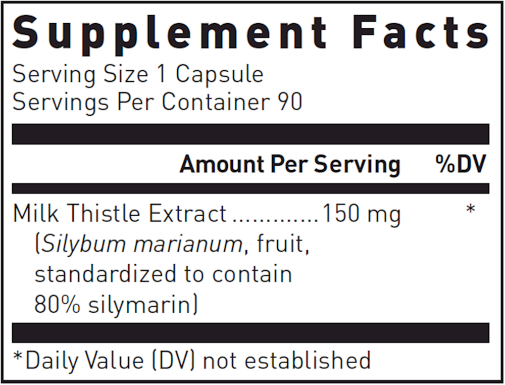 Milk Thistle Cap Supplement Facts Label