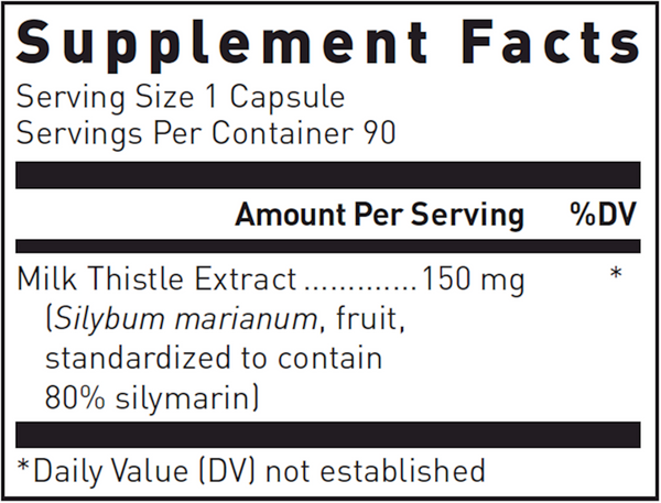 Milk Thistle Cap Supplement Facts Label