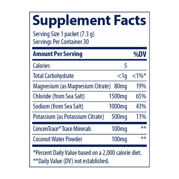 ZeroLyte - Salty Mango Supplement Facts Label