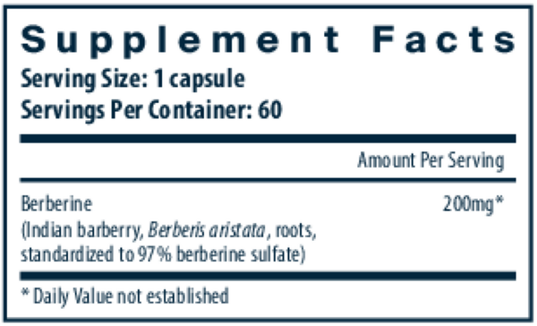 Berberine 200mg Supplement Facts Label