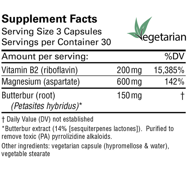 MigraMAXX Supplement Facts Label