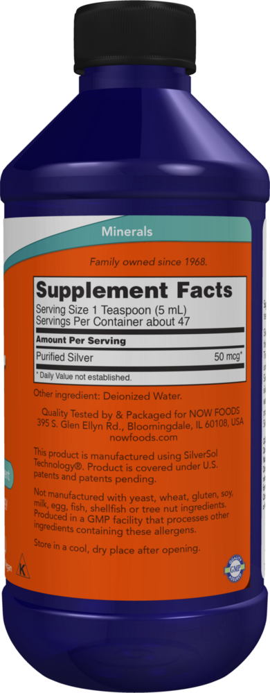 Silver Sol - 8 fl. oz. Supplement Facts Label