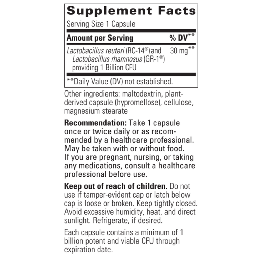 Pro-Flora Women's Probiotic Supplement Facts Label