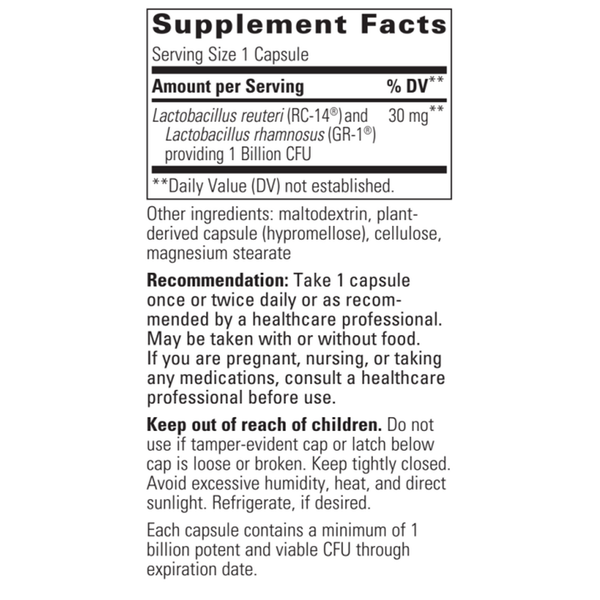 Pro-Flora Women's Probiotic Supplement Facts Label