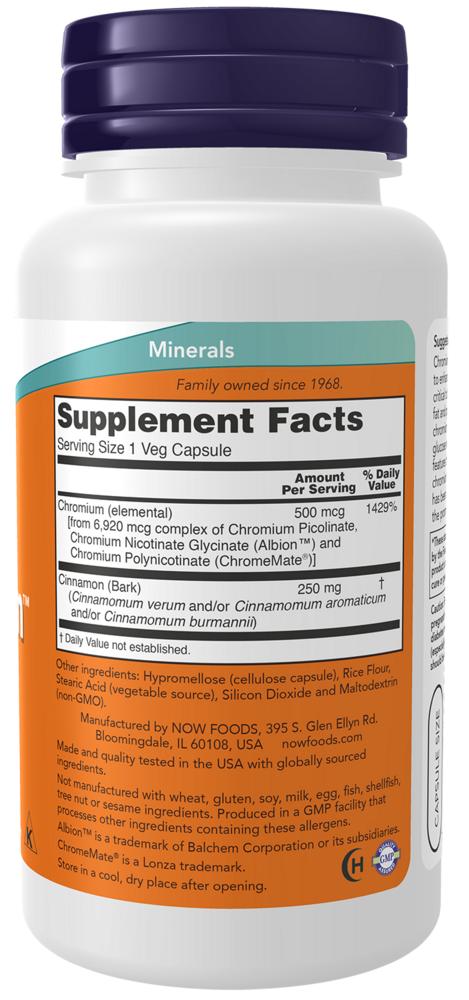 Tri-Chromium 500 mcg Supplement Facts Label