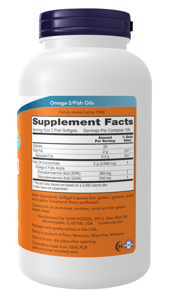 Omega-3 Molecularly Distilled Fish Supplement Facts Label