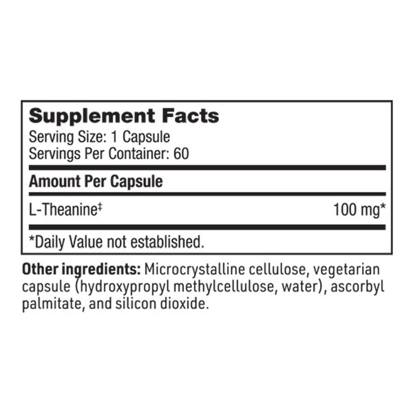 L-Theanine Supplement Facts Label