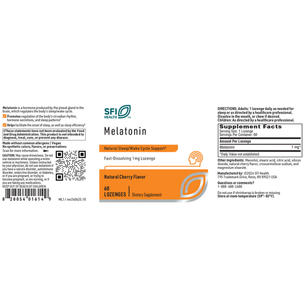 Melatonin Lozenge Supplement Facts Label