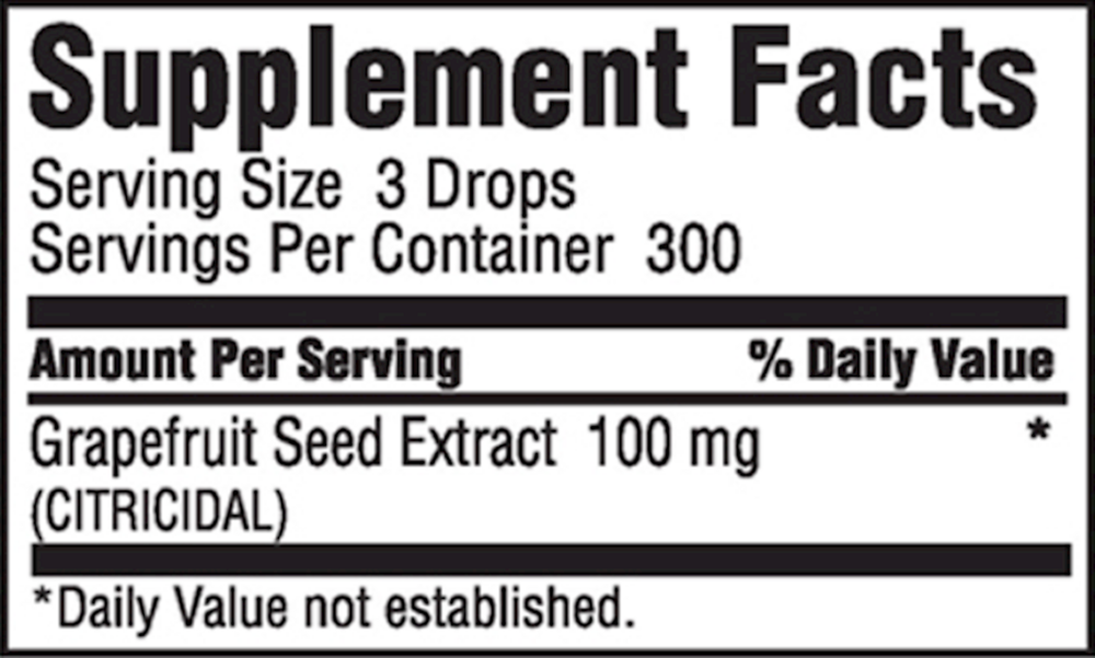 Citricidal Liquid Concentrate Supplement Facts Label