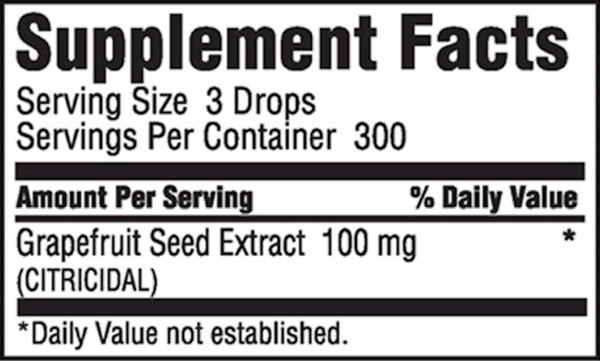 Citricidal Liquid Concentrate Supplement Facts Label