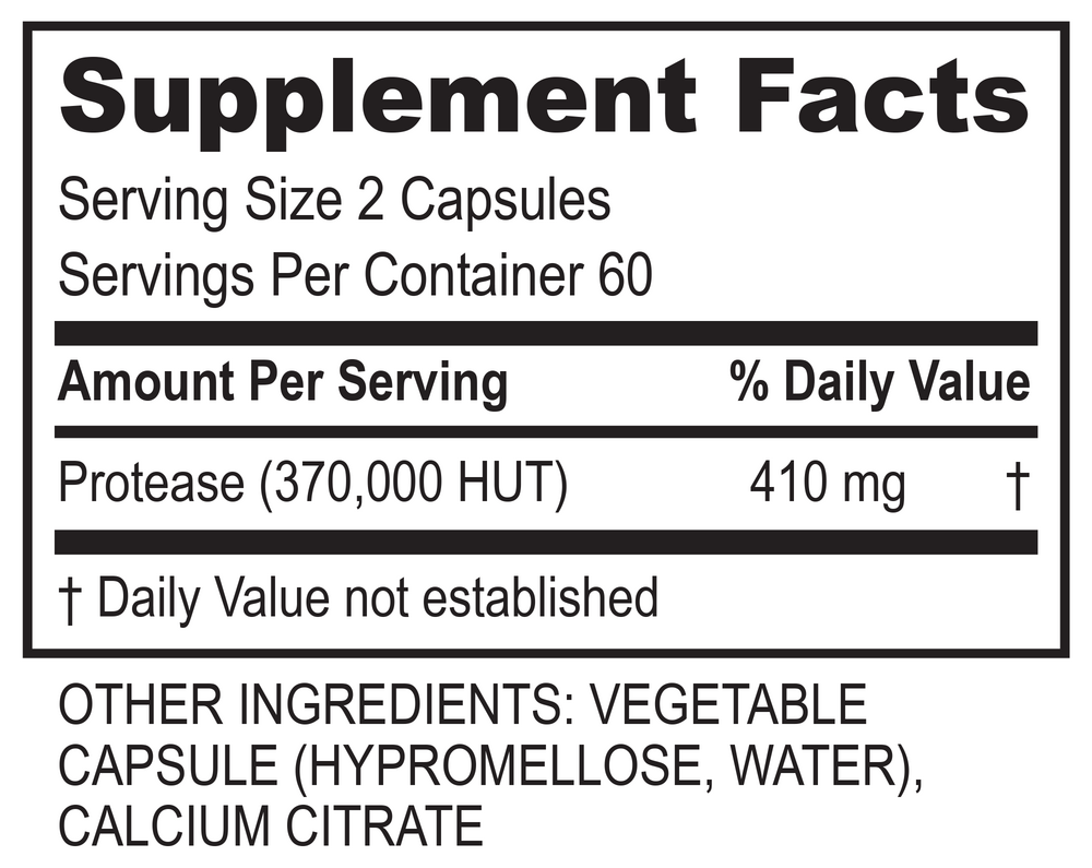 PureZyme Supplement Facts Label