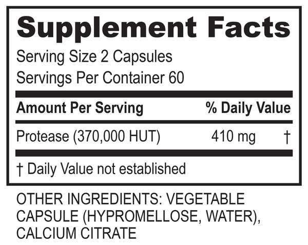 PureZyme Supplement Facts Label