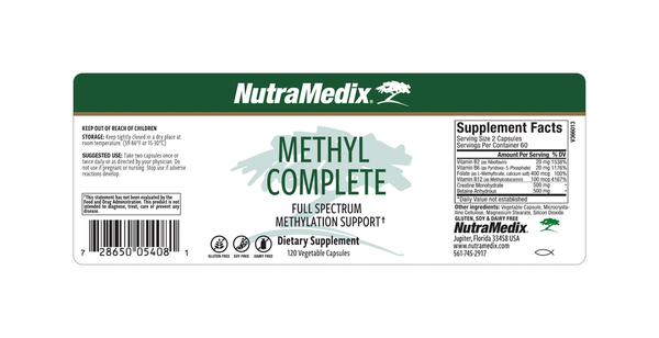 Methyl Complete Supplement Facts Label