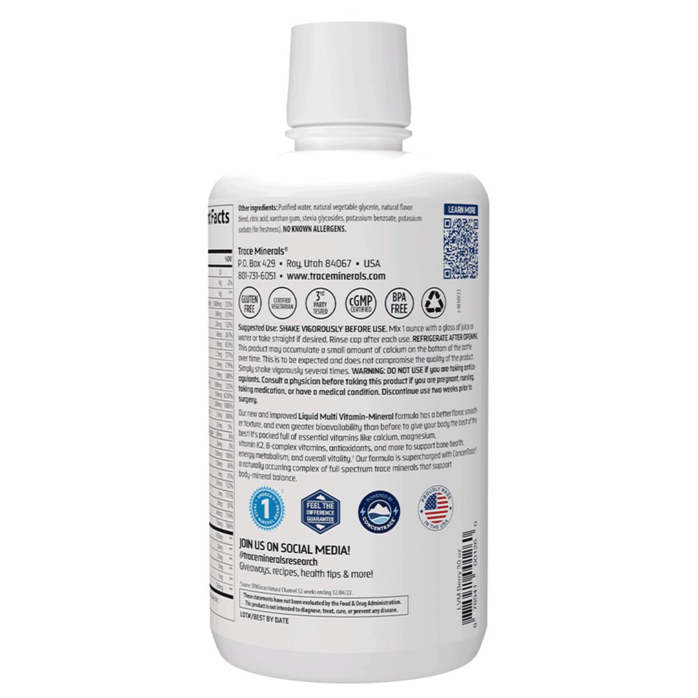 Liquid Multi Vitamin-Mineral Berry Supplement Facts Label
