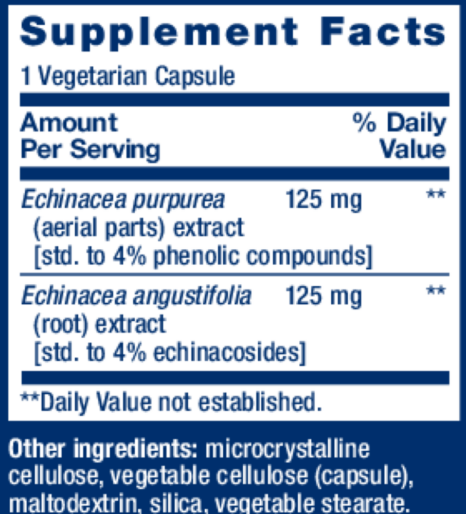 Echinacea Elite Supplement Facts Label